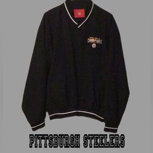 Pittsburgh Steelers NFL‎ Super Bowl XL Pullover V-Neck Jacket, Black